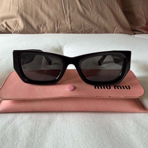 Miu Miu Accessories - Miu Miu Black Sunglasses with Pink Case